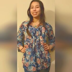 Lc Lauren Conrad Floral Lightweight Sheer Women's Top Size Medium